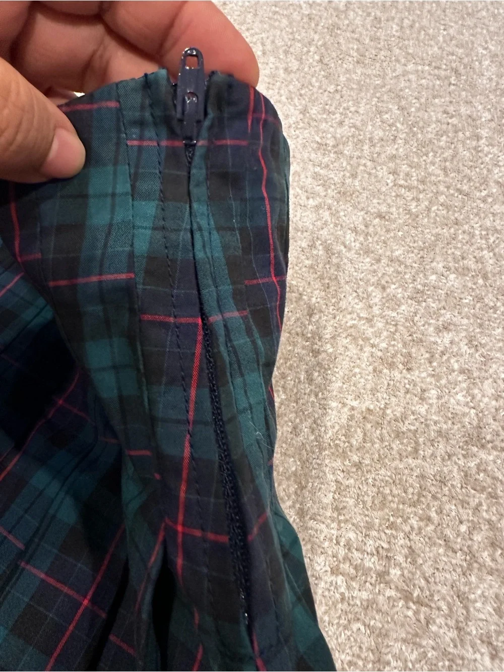 Pleated Tartan Mini Skirt - Green Plaid